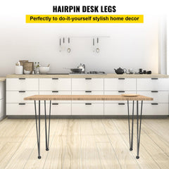 VEVOR Hairpin Table Legs 16" Black Set of 4 Desk Legs 880lbs Load Capacity (Each 220lbs) Hairpin Desk Legs 3 Rods for