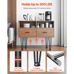 VEVOR Hairpin Table Legs 20" Black Set of 4 Desk Legs 880lbs Load Capacity (Each 220lbs) Hairpin Desk Legs 3 Rods for