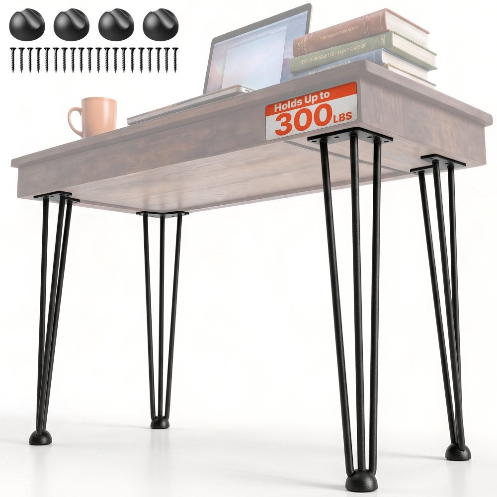 VEVOR Hairpin Table Legs 20" Black Set of 4 Desk Legs 880lbs Load Capacity (Each 220lbs) Hairpin Desk Legs 3 Rods for