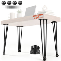 VEVOR Hairpin Table Legs 28" Black Set of 4 Desk Legs 880lbs Load Capacity (Each 220lbs) Hairpin Desk Legs 3 Rods for