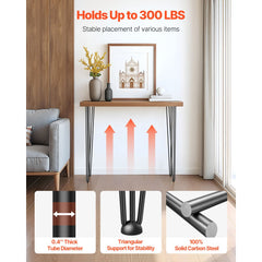 VEVOR Hairpin Table Legs 40" Black Set of 4 Desk Legs 880lbs Load Capacity (Each 220lbs) Hairpin Desk Legs 3 Rods for