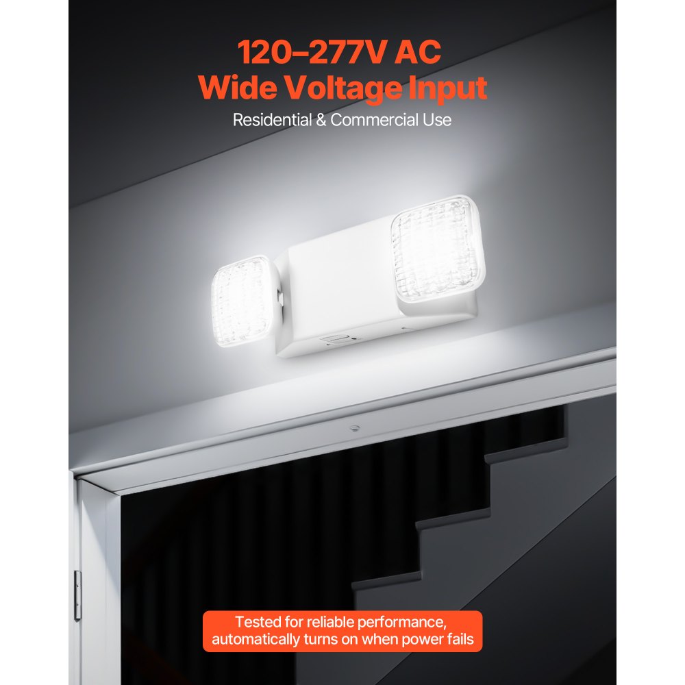 VEVOR 6 Pack Emergency Lights for Business, with Battery Backup, Commercial LED Emergency Exit Lighting Fixtures, AC