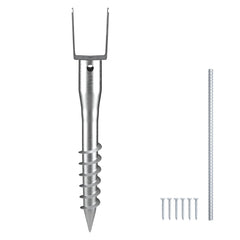 VEVOR No Dig Ground Anchor, 1 Pack 3.94 x 2.76 x 27.56 in DIY Screw in Post Stake, Includes 6 Lag Bolts & a Rebar