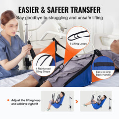 VEVOR Patient Lift U-Sling with Head Support- Medium Size, Divided Leg Transfer Sling for Bathing, Patient Lift Medical