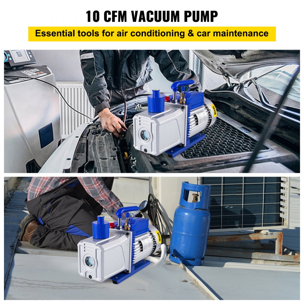 VEVOR Vacuum Pump 12CFM 1HP Vane Vacuum Pump Two Stage 3 x 10-1 Pa Ultimate HVAC Rotary Auto AC Refrigerant Vacuum