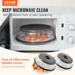 VEVOR 2PCS Microwave Splatter Covers, 10.4" Collapsible Microwave Lid for Food, 300°F Heat-Resistant PP Splatter Guard