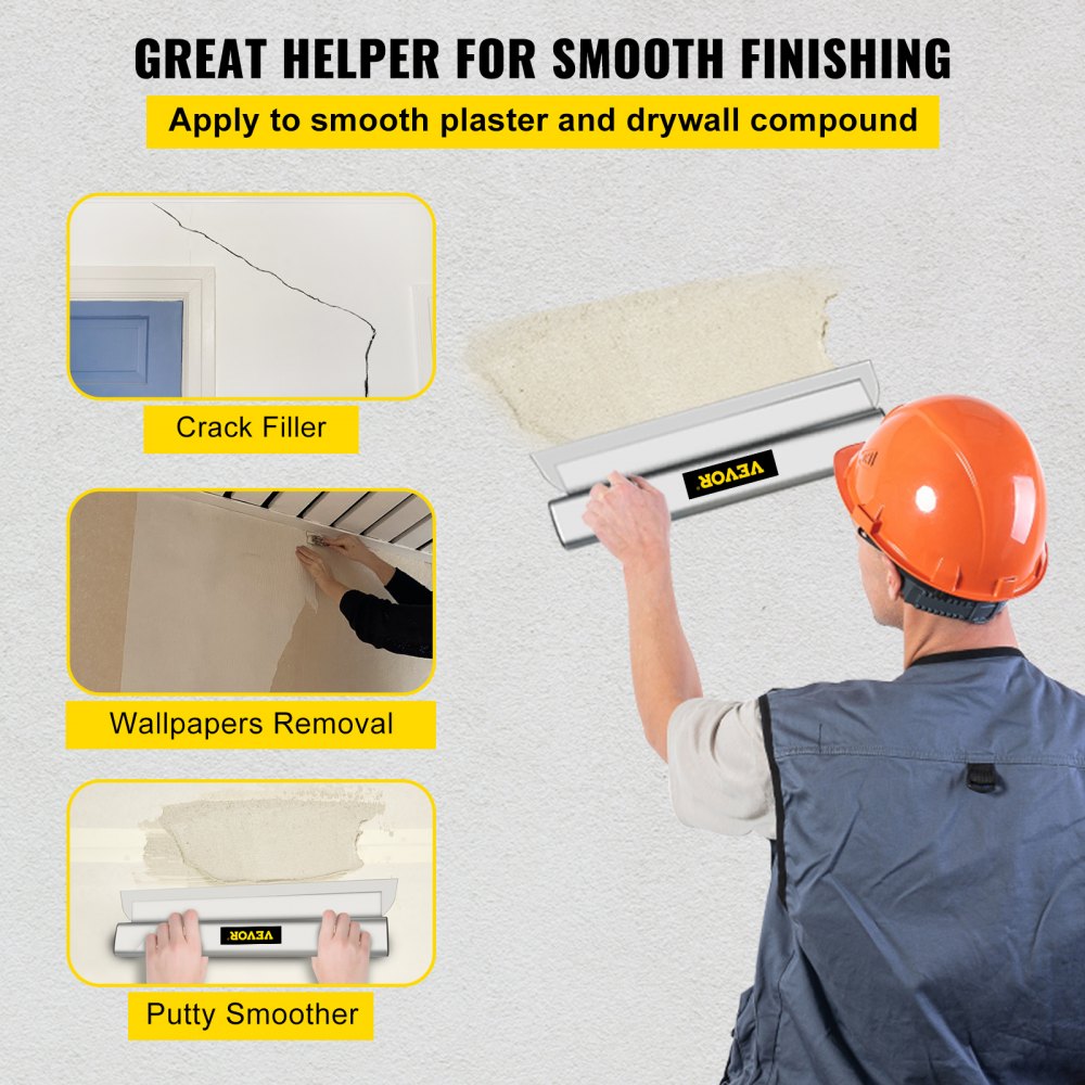 VEVOR Skimming Blade,24 inch Smoothing Knife, European Stainless Steel Construction Knife, Aluminum Blade Profile