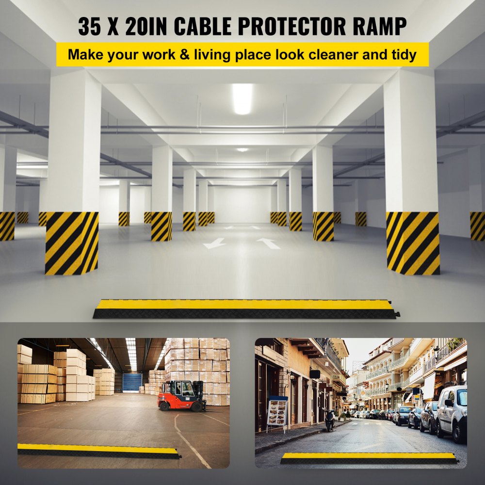 VEVOR 5 Channel Cable Protectors Extreme Rubber Cable Ramps Heavy Duty Protective Cable Wire Cord Ramp Driveway Rubber