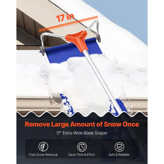 VEVOR Snow Roof Rake, 17 in Aluminum Blade, 4.1-17.2 ft Adjustable Roof Snow Scraper with Wheels & Slide, Lightweight