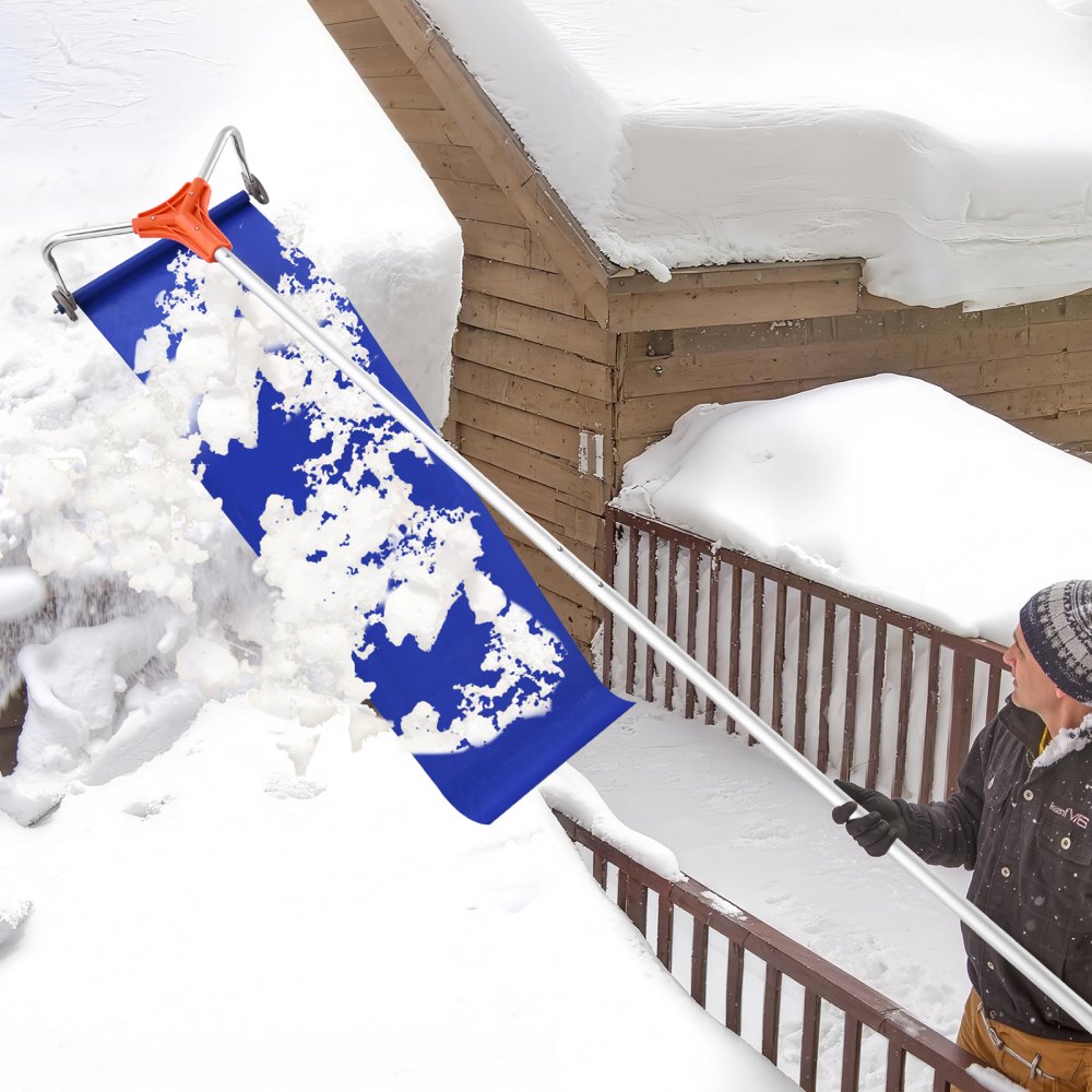 VEVOR Snow Roof Rake, 17 in Aluminum Blade, 4.1-17.2 ft Adjustable Roof Snow Scraper with Wheels & Slide, Lightweight