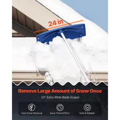 VEVOR Snow Roof Rake, 24 in PP Plastic Blade, 3.8-18.2 ft Adjustable Roof Snow Scraper with Wheels, Anti-Slip Handle