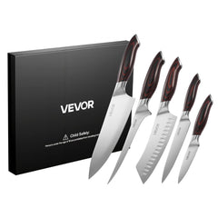 VEVOR Kitchen Knife Set, 5 Piece High Carbon Stainless Steel Sharp Knife Set, Durable and Rust-Resistant, Professional