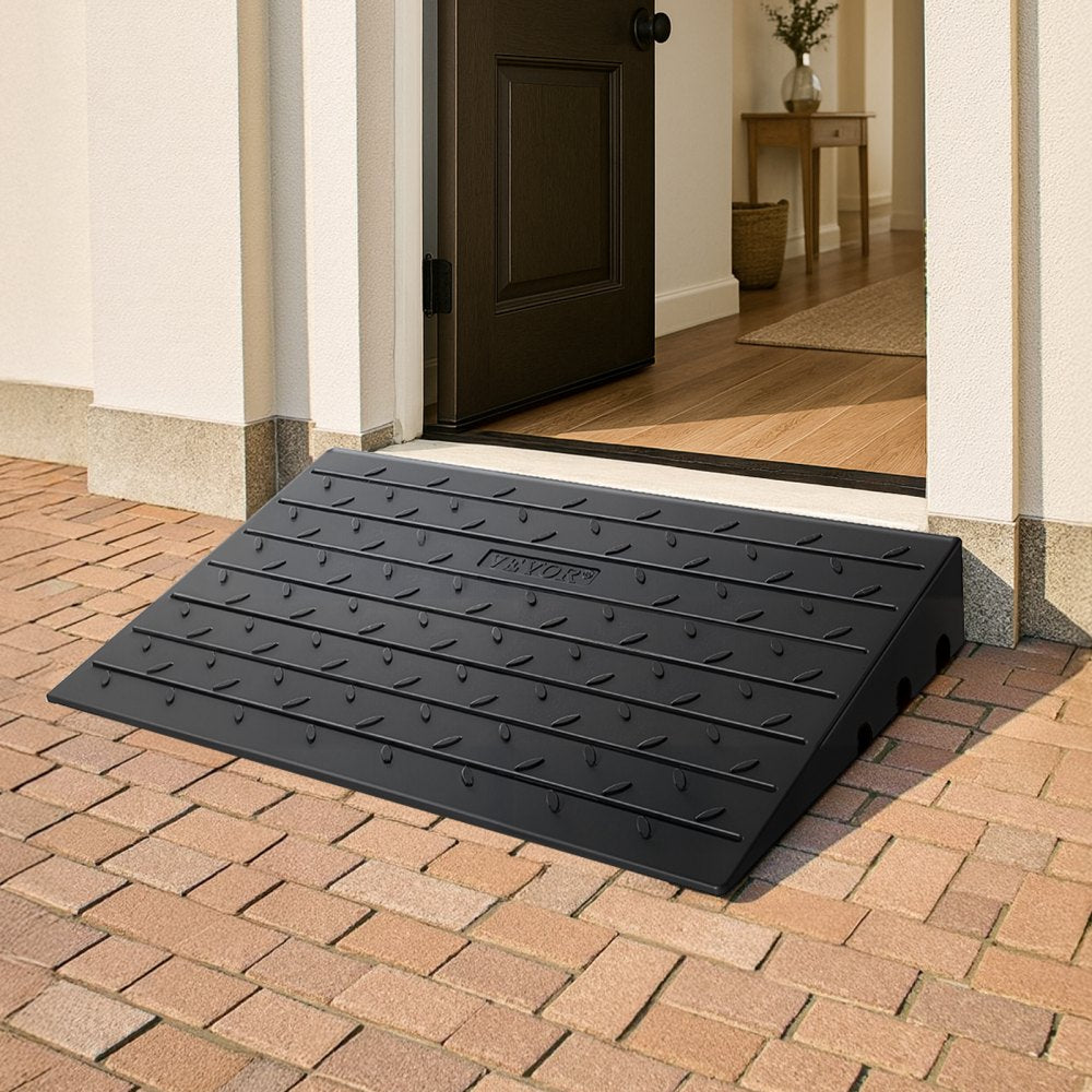 VEVOR Rubber Threshold Ramp, 2.6" Rise Threshold Ramp Doorway, 3 Channels Cord Cover Rubber Solid Threshold Ramp