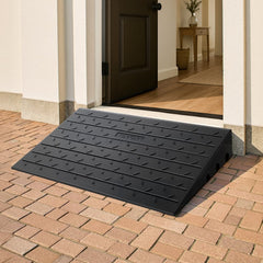 VEVOR Rubber Threshold Ramp, 2.6" Rise Threshold Ramp Doorway, 3 Channels Cord Cover Rubber Solid Threshold Ramp