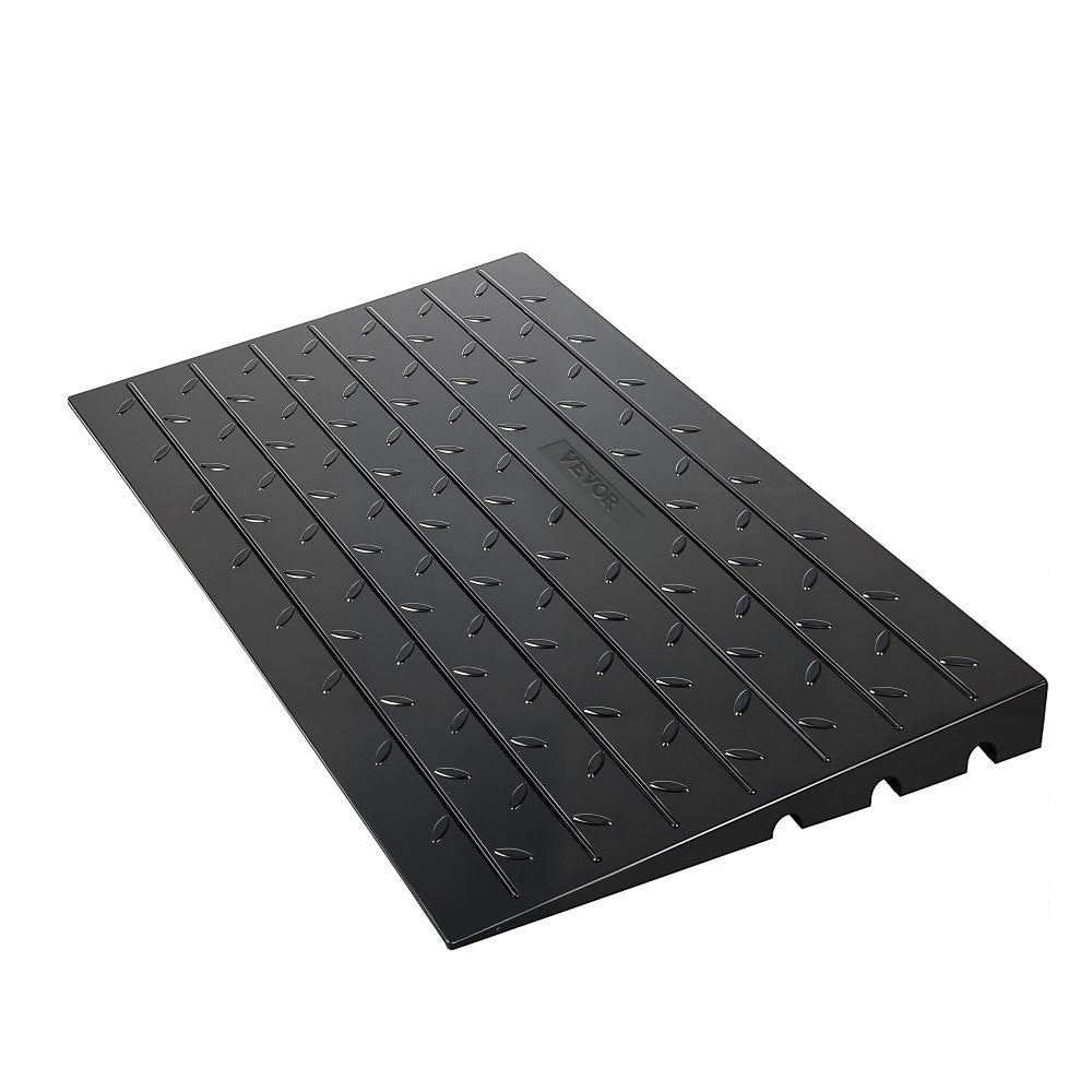 VEVOR Rubber Threshold Ramp, 2.6" Rise Threshold Ramp Doorway, 3 Channels Cord Cover Rubber Solid Threshold Ramp