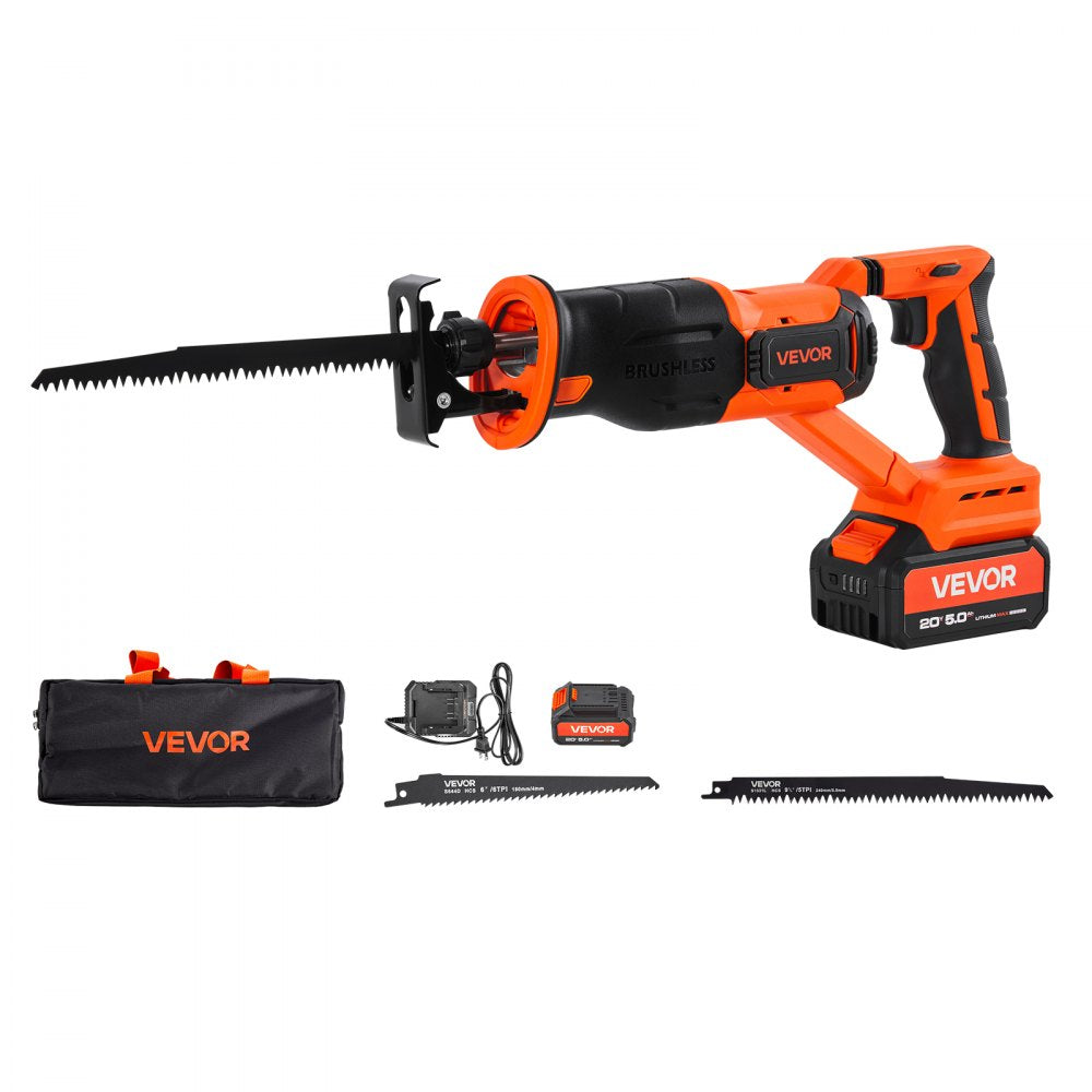 VEVOR Cordless Reciprocating Saw, 20 V, 3000 SPM Variable Speed, 1 inch Stroke Length, Electric Reciprocating Saw with