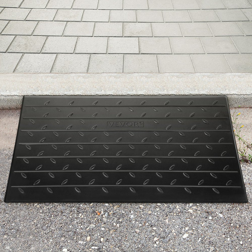 VEVOR Rubber Threshold Ramp, 4" Rise Threshold Ramp Doorway, 3 Channels Cord Cover Rubber Solid Threshold Ramp, Rubber