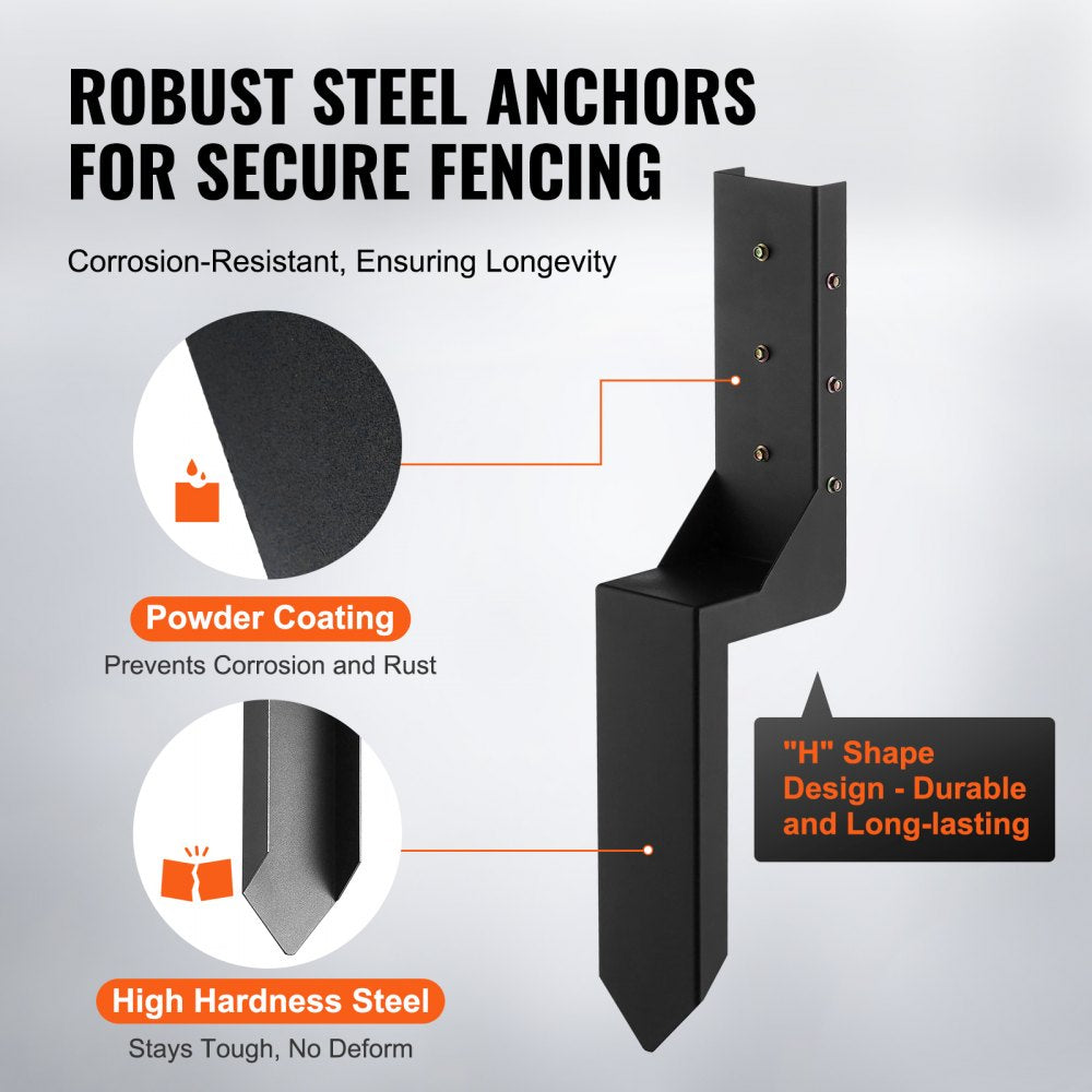 VEVOR Fence Post Anchor Repair Kit, 4 Pack Inner Diameter 3.5 x3.5 Inches Heavy Duty Steel Fence Post Support Stakes