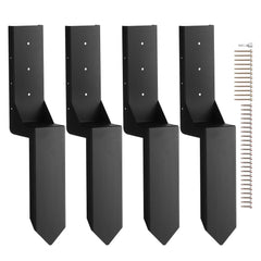 VEVOR Fence Post Anchor Repair Kit, 4 Pack Inner Diameter 3.5 x3.5 Inches Heavy Duty Steel Fence Post Support Stakes