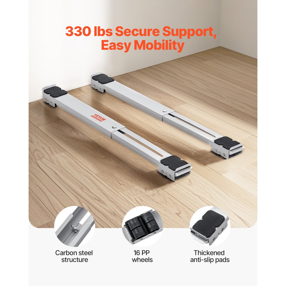 VEVOR Heavy Duty Furniture Appliances Rollers, 660 lbs Total Load, Extendable Appliance Rollers Mobile Washing Machine