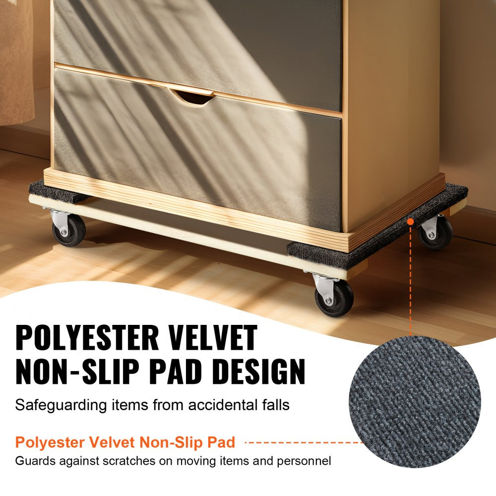 VEVOR Furniture Dolly, 1000 lbs Load Capacity, 18" x 30", 4 x 3" PP Swivel Casters, Heavy Duty Hardwood Furniture