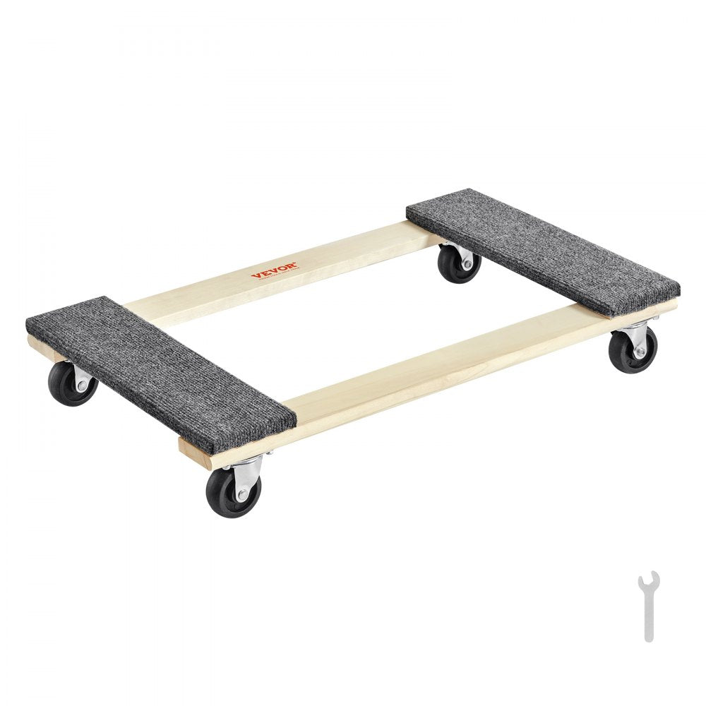 VEVOR Furniture Dolly, 1000 lbs Load Capacity, 18" x 30", 4 x 3" PP Swivel Casters, Heavy Duty Hardwood Furniture