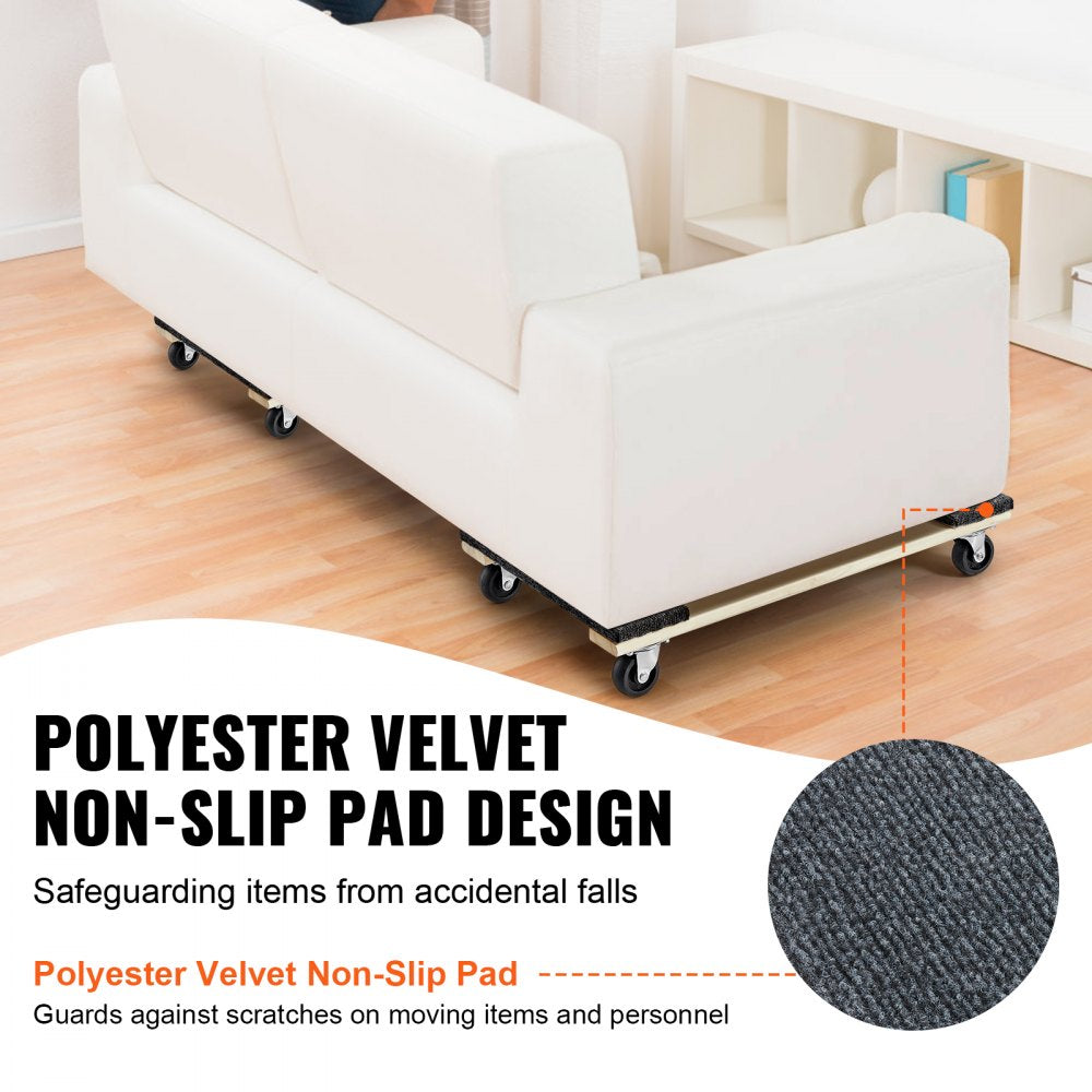 VEVOR Furniture Dolly, 1000 lbs Each Load Capacity, 2 Packs, 18" x 30", 8 x 3" PP Swivel Casters, Heavy Duty Hardwood