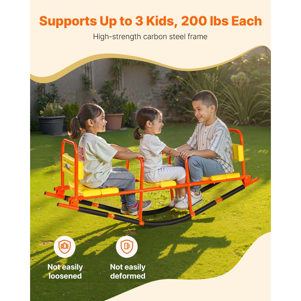 VEVOR Kids Seesaw, 200 lbs Load Capacity, Metal Rocking Teeter Totter with Handles, Toddler Seesaw for Children Aged