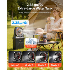 VEVOR Misting Fan, More than 2700RPM Motor Mister Fan, Mister Cooling Fans with 2.38 gal Water Tank, 10000mAh Battery