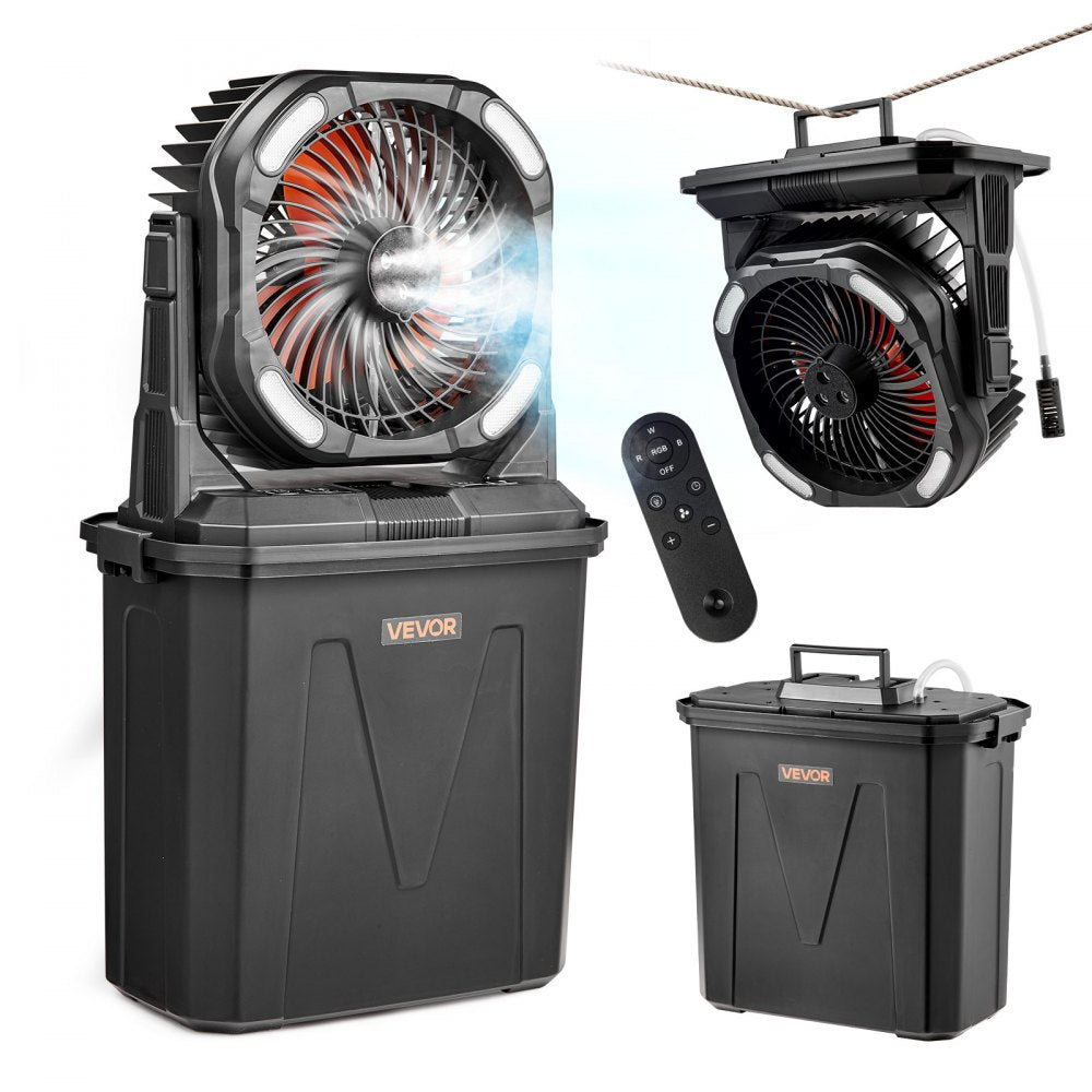 VEVOR Misting Fan, More than 2700RPM Motor Mister Fan, Mister Cooling Fans with 2.38 gal Water Tank, 10000mAh Battery