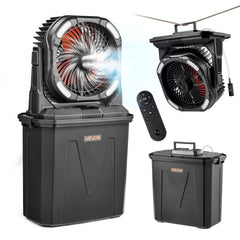 VEVOR Misting Fan, More than 2700RPM Motor Mister Fan, Mister Cooling Fans with 2.38 gal Water Tank, 10000mAh Battery