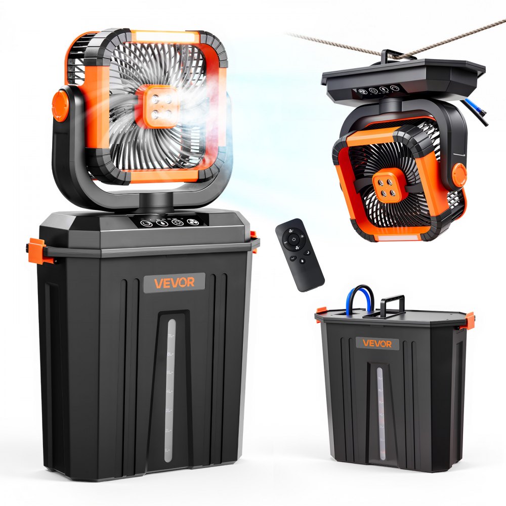 VEVOR Misting Fan, 2400RPM Motor Camping Misting Fan, Mister Cooling Fans with 3.17 gal Water Tank, 20000mAh Battery