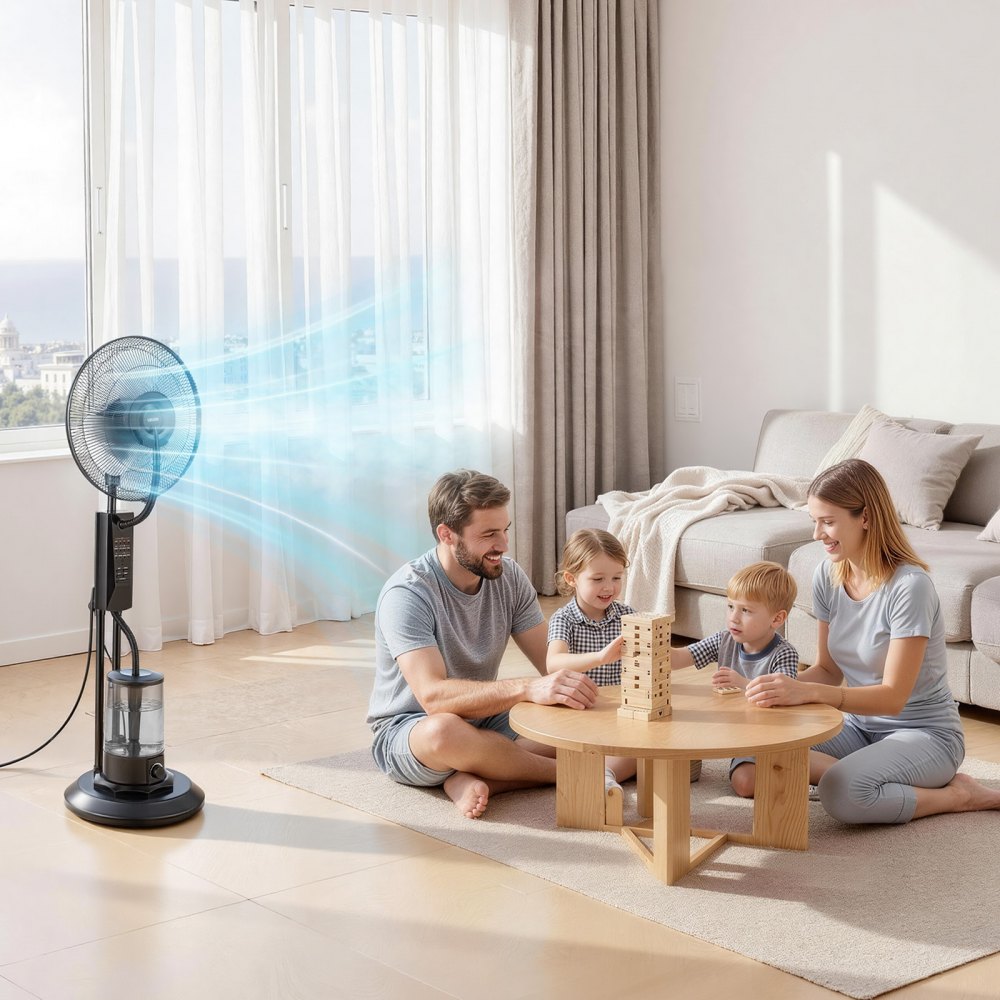 VEVOR Misting Fan, 3 Wind Speeds Misting Standing Fan, Mister Cooling Fans with 0.79 gal Water Tank, Remote & Panel
