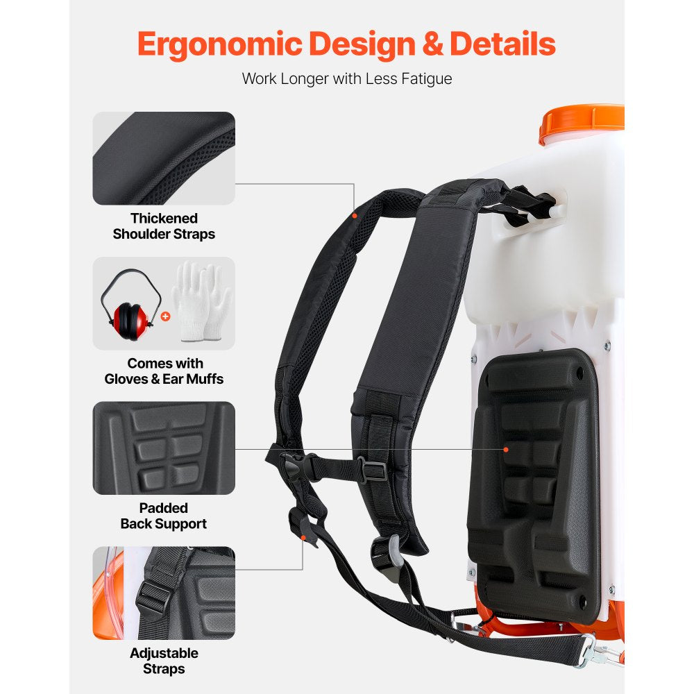 VEVOR Backpack Fogger Sprayer, 63CC 3HP Engine, Gas Powered Fogger Sprayer with 4 Gallon Tank, Powder and Liquid Mister