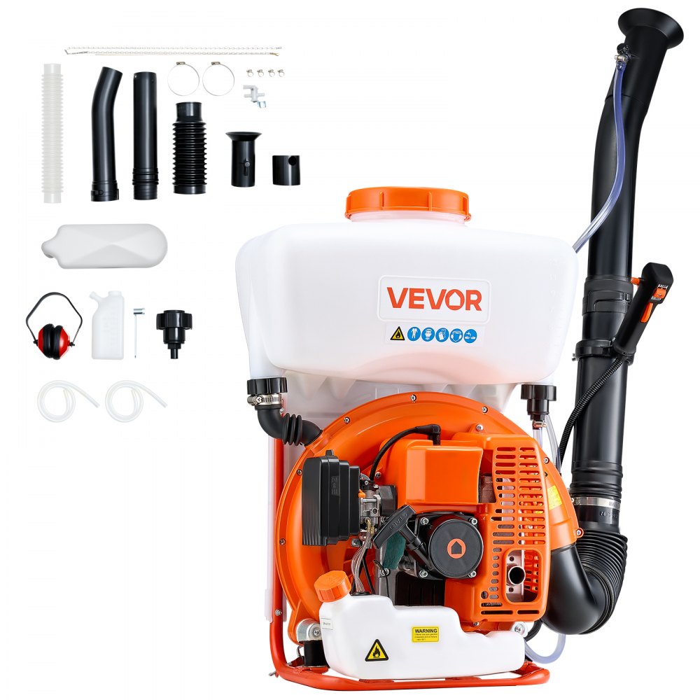 VEVOR Backpack Fogger Sprayer, 63CC 3HP Engine, Gas Powered Fogger Sprayer with 4 Gallon Tank, Powder and Liquid Mister