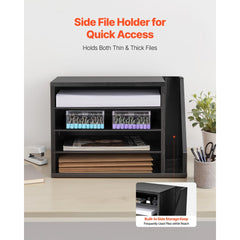 VEVOR Literature Organizer, 4 Compartments Office Mailbox with Detachable Shelves, Wooden Mailbox Sorter with Side