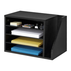 VEVOR Literature Organizer, 4 Compartments Office Mailbox with Detachable Shelves, Wooden Mailbox Sorter with Side