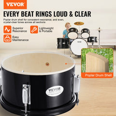 VEVOR Kids Drum Set, 5-Piece, 16 in Beginner Full Drum Set with Bass Toms Snare Floor Drum Adjustable Throne Cymbal