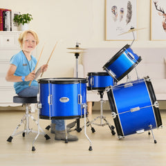 VEVOR Kids Drum Set, 5-Piece, 16 in Beginner Full Drum Set with Bass Toms Snare Floor Drum Adjustable Throne Cymbal
