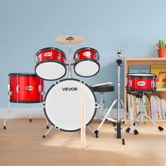 VEVOR Kids Drum Set, 5-Piece 16 in Junior Drum Sets, Beginner Drums Set with Adjustable Throne, Cymbal & Two Pairs of