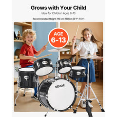 VEVOR Kids Drum Set, 5-Piece 14 in Junior Drum Sets, Beginner Drums Set with Adjustable Throne, Cymbal & Two Pairs of