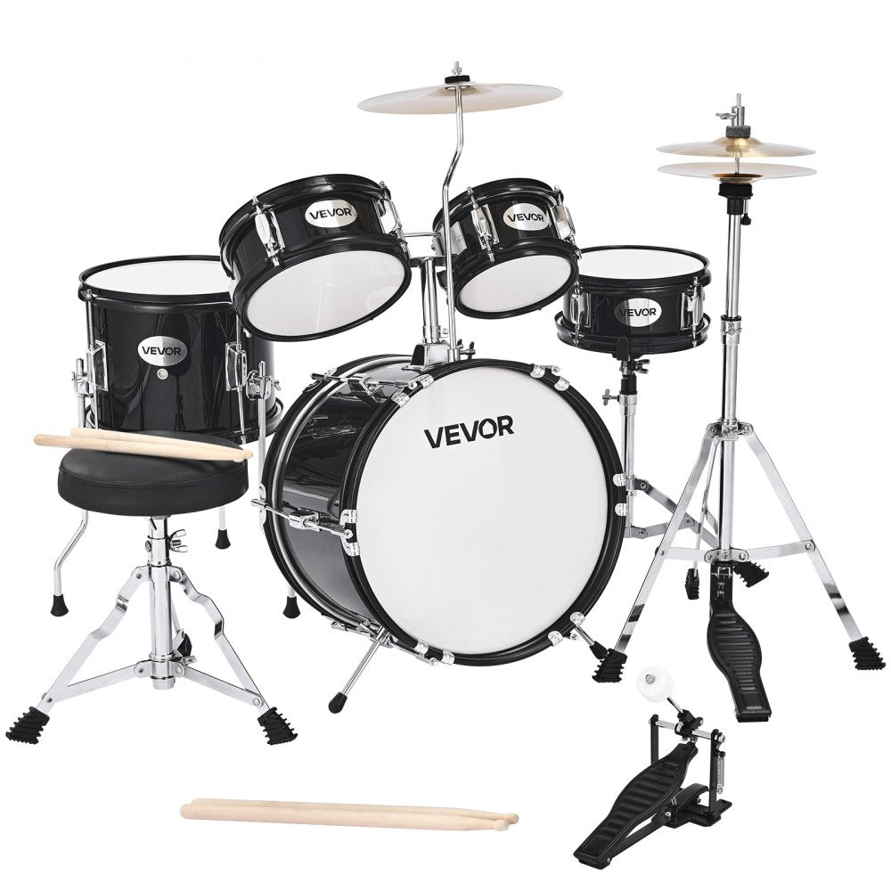 VEVOR Kids Drum Set, 5-Piece 14 in Junior Drum Sets, Beginner Drums Set with Adjustable Throne, Cymbal & Two Pairs of