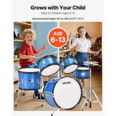 VEVOR Kids Drum Set, 5-Piece 16 in Junior Drum Sets, Beginner Drums Set with Adjustable Throne, Cymbal & Two Pairs of