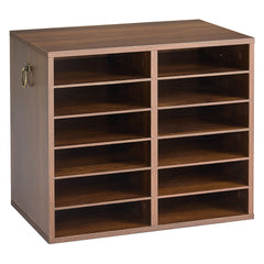 VEVOR Wood Literature Organizer 12 Compartments Office Mailboxes Brown, Countertop Literature Sorter for Files