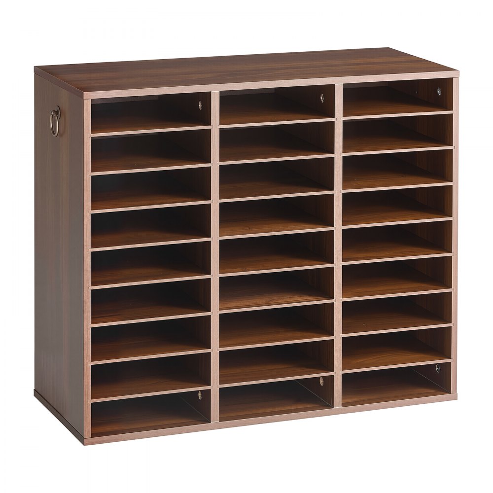 VEVOR Wood Literature Organizer 27 Compartments Office Mailboxes Brown, Countertop Literature Sorter for Files