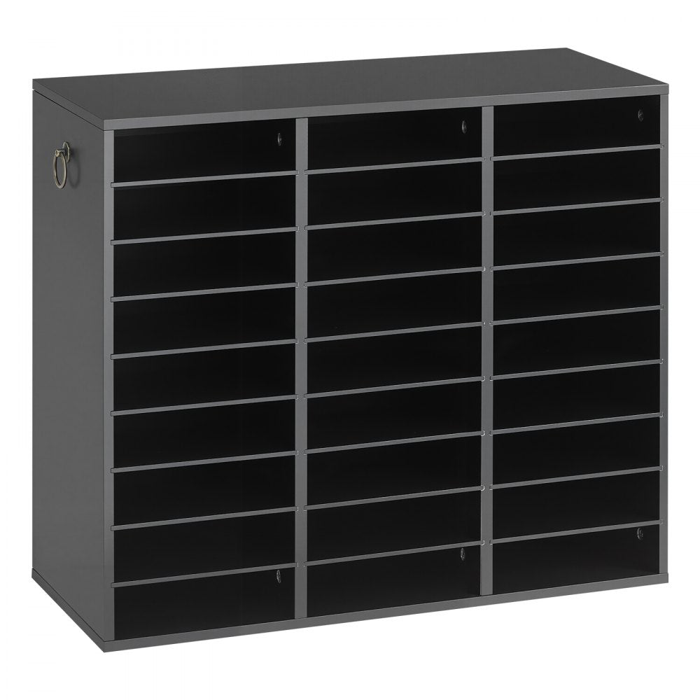 VEVOR Wood Literature Organizer 27 Compartments Office Mailboxes Black, Countertop Literature Sorter for Files