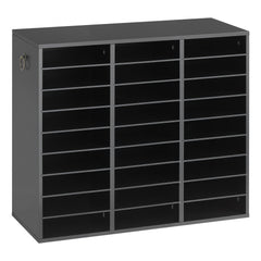 VEVOR Wood Literature Organizer 27 Compartments Office Mailboxes Black, Countertop Literature Sorter for Files