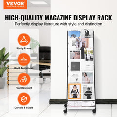 VEVOR Brochure Display Rack, 6-Tier Magazine Literature Display Stand, Floor Standing Magazine Rack Newspaper Catalog