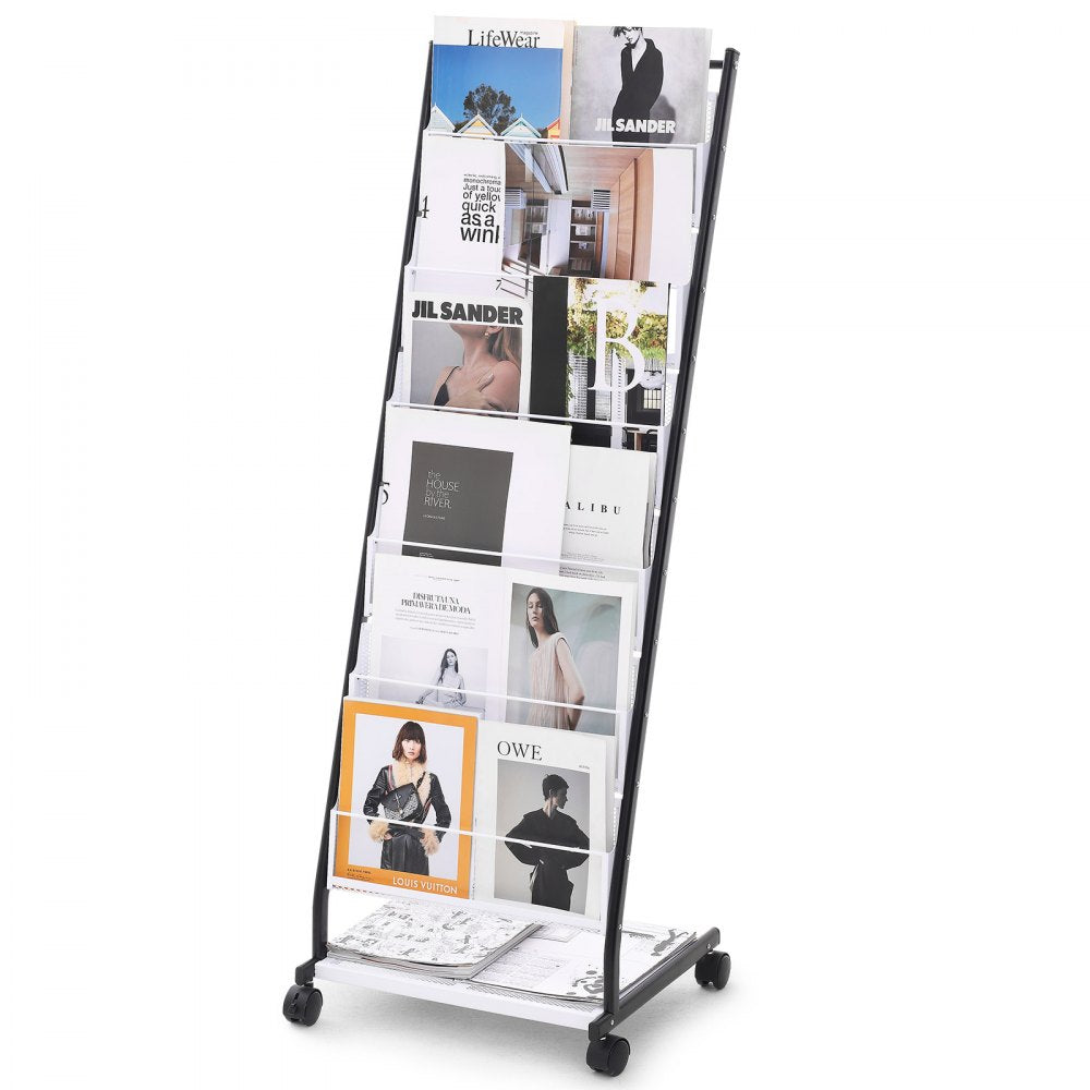 VEVOR Brochure Display Rack, 6-Tier Magazine Literature Display Stand, Floor Standing Magazine Rack Newspaper Catalog