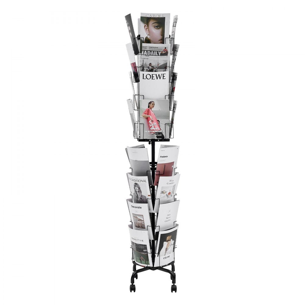VEVOR Greeting Cards Display Rack, 32 Pockets Rotating Postcard Brochure Display Stand, 360° Spinning Card Display Rack